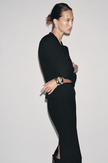 JUPE MIDI EN MAILLE - Noir de Zara - Image 1