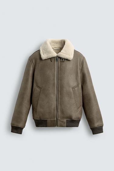 DOUBLE-FACED FAUX LEATHER JACKET - Khaki by Zara