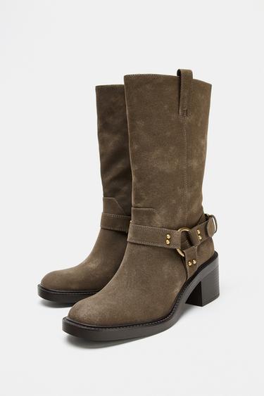 BOTTINES TALONS BIKER - Gris taupe de Zara - Image 2