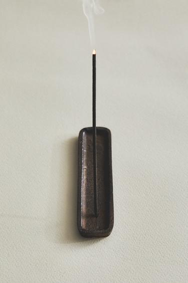 INCENSE BURNER WITH METAL TRAY - charcoal grey by Zara - Image 4