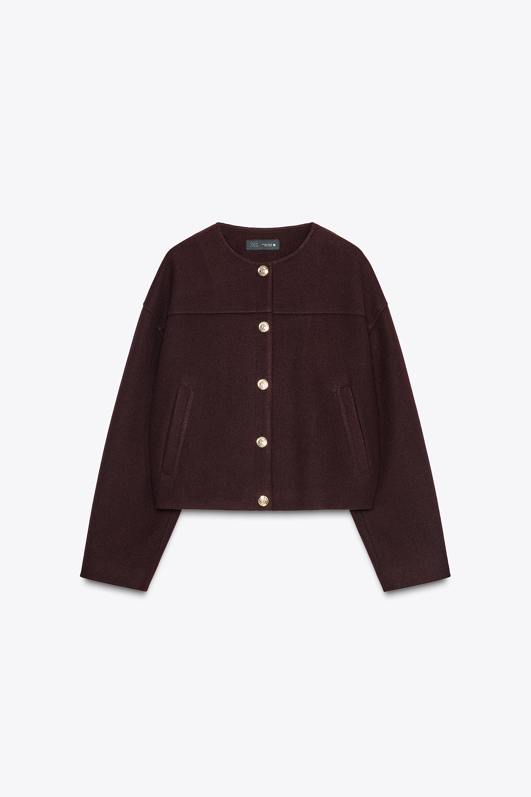 SOFT JACKET WITH GOLD BUTTONS - Burgundy | ZARA United States