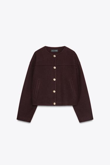 SOFT JACKET WITH GOLD BUTTONS - Burgundy by Zara - Image 0