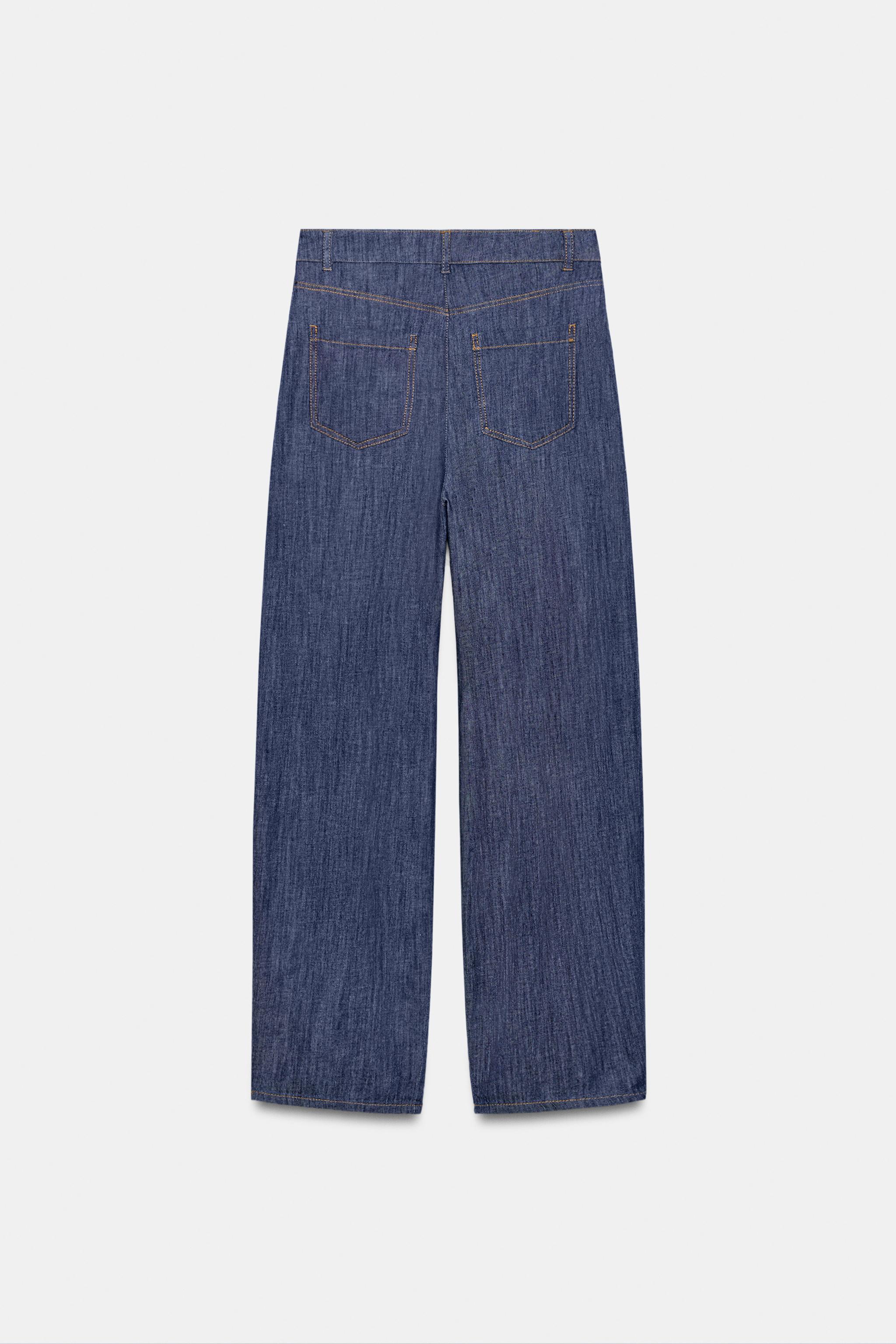 Zara Pilili Keten Pantolon görsel 8