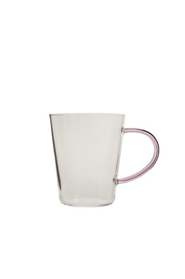 TAZZA IN BOROSILICATO CON MANICO COLORATO - Rosa di Zara