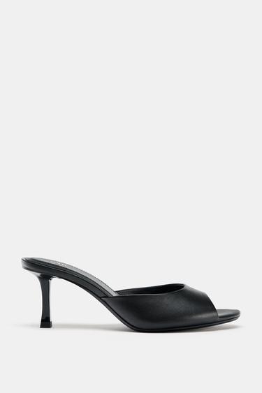 LEATHER HEELED MULES - Black by Zara - Image 0