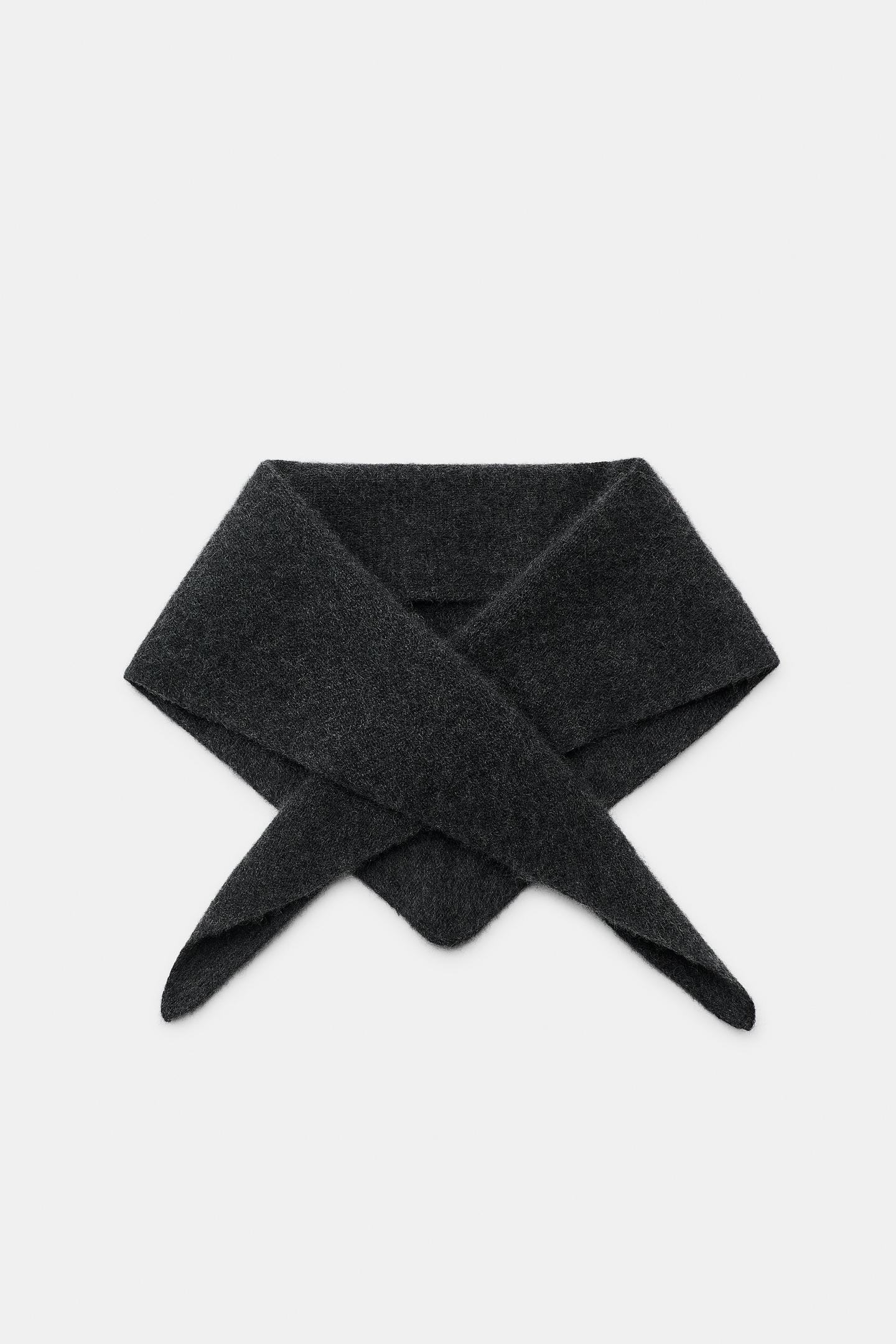 Женские аксессуары Zara Solid-Color 100% Cashmere Bandana, цвет: Антрацитовый серый — фото 8