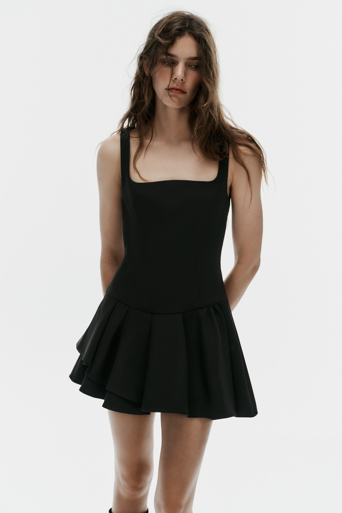 Женское платье Zara Ruffle Mini, цвет: Чёрный — фото 3