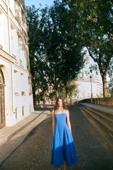 ASYMMETRISCHE MIDI-JURK VAN POPELINE - Korenbloem van Zara - Afbeelding 0
