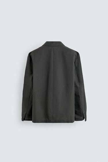 DOUBLE-BREASTED COTTON-LINEN BLAZER - Anthracite grey by Zara - Image 6