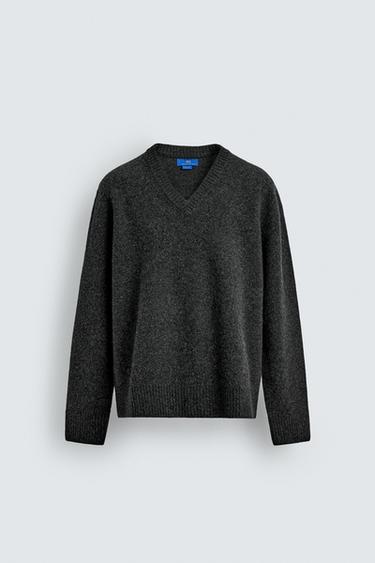 WOOL V-NECK JUMPER AARON LEVINE X ZARA - Anthracite grey by Zara