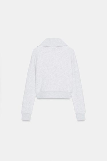 VESTE EN MOLLETON ZIPPÉE - Gris chiné de Zara - Image 6