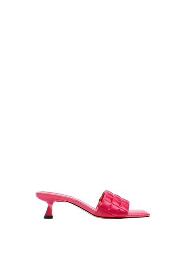 SATIN MULES WITH PADDED DETAIL