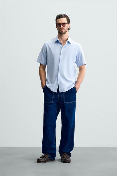 REGULAR FIT SOFT SHIRT - Blue/White by Zara - Image 0