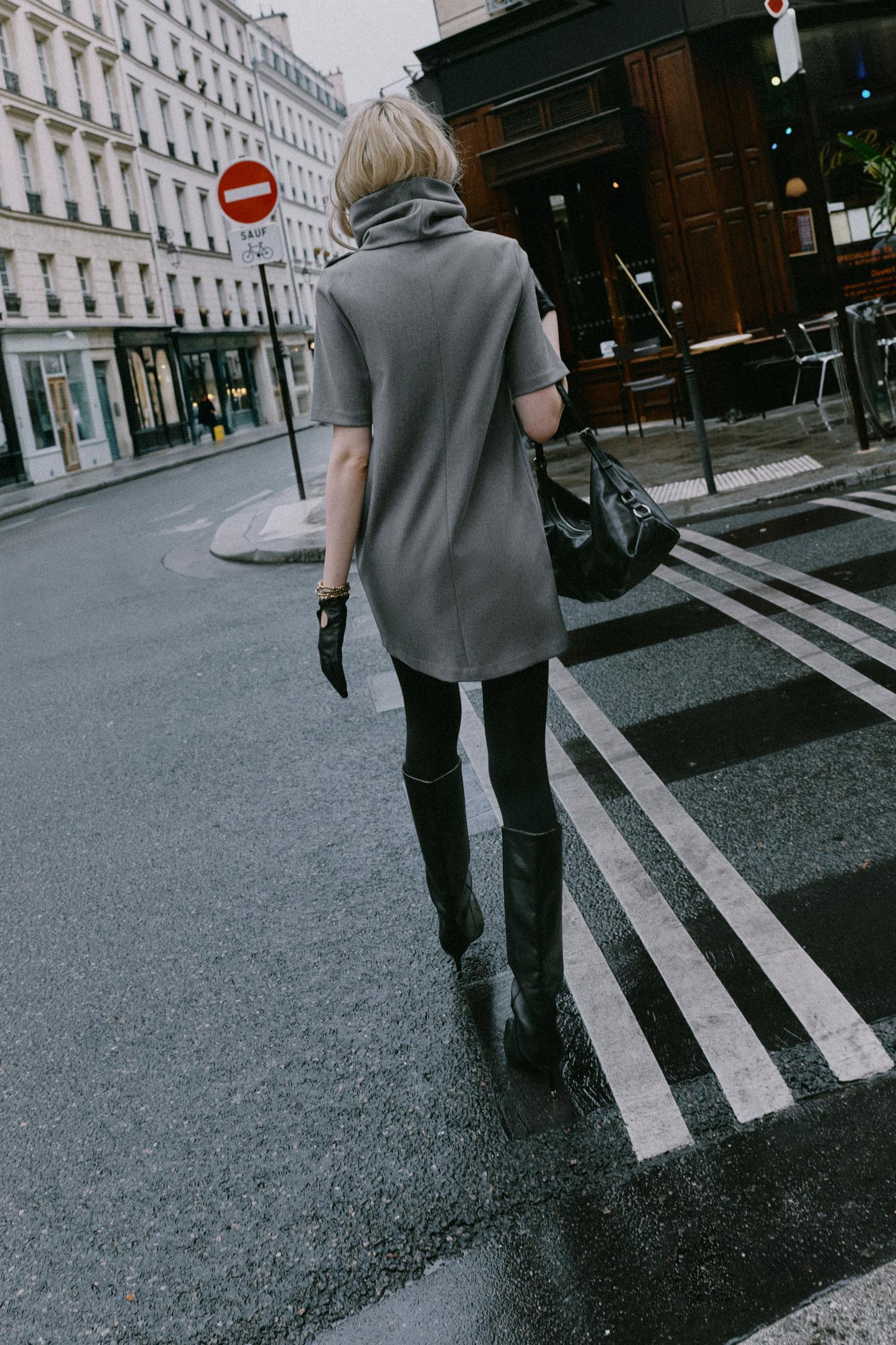 Женское платье Zara High-Neck Mini, цвет: Серый меланжевый — фото 3