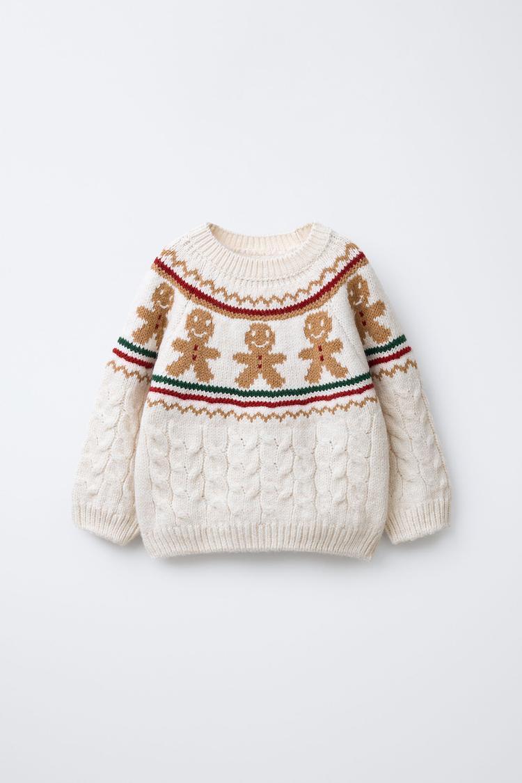 CABLE-KNIT COOKIE JUMPER Ecru ZARA India - Main Image
