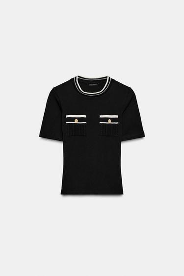 T-SHIRT WITH POCKETS - Black by Zara