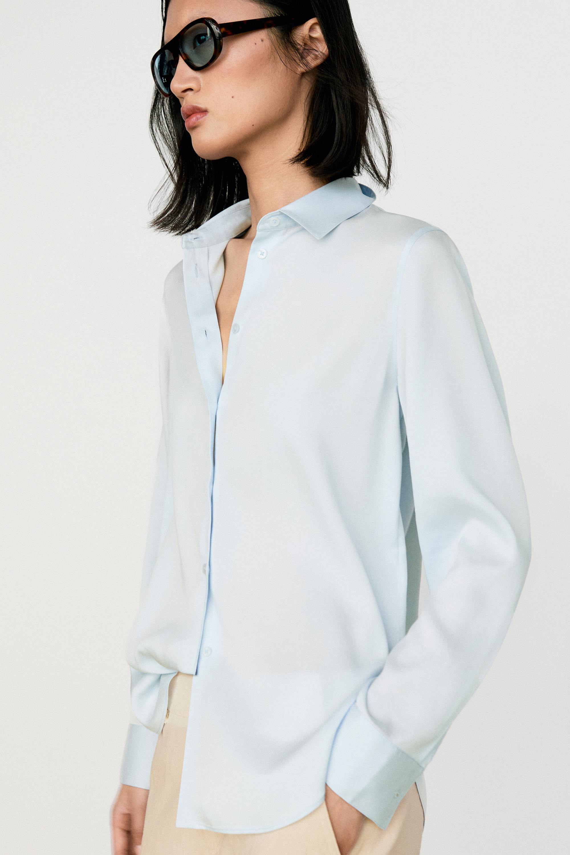 Fluid lyocell shirt — Sky blue