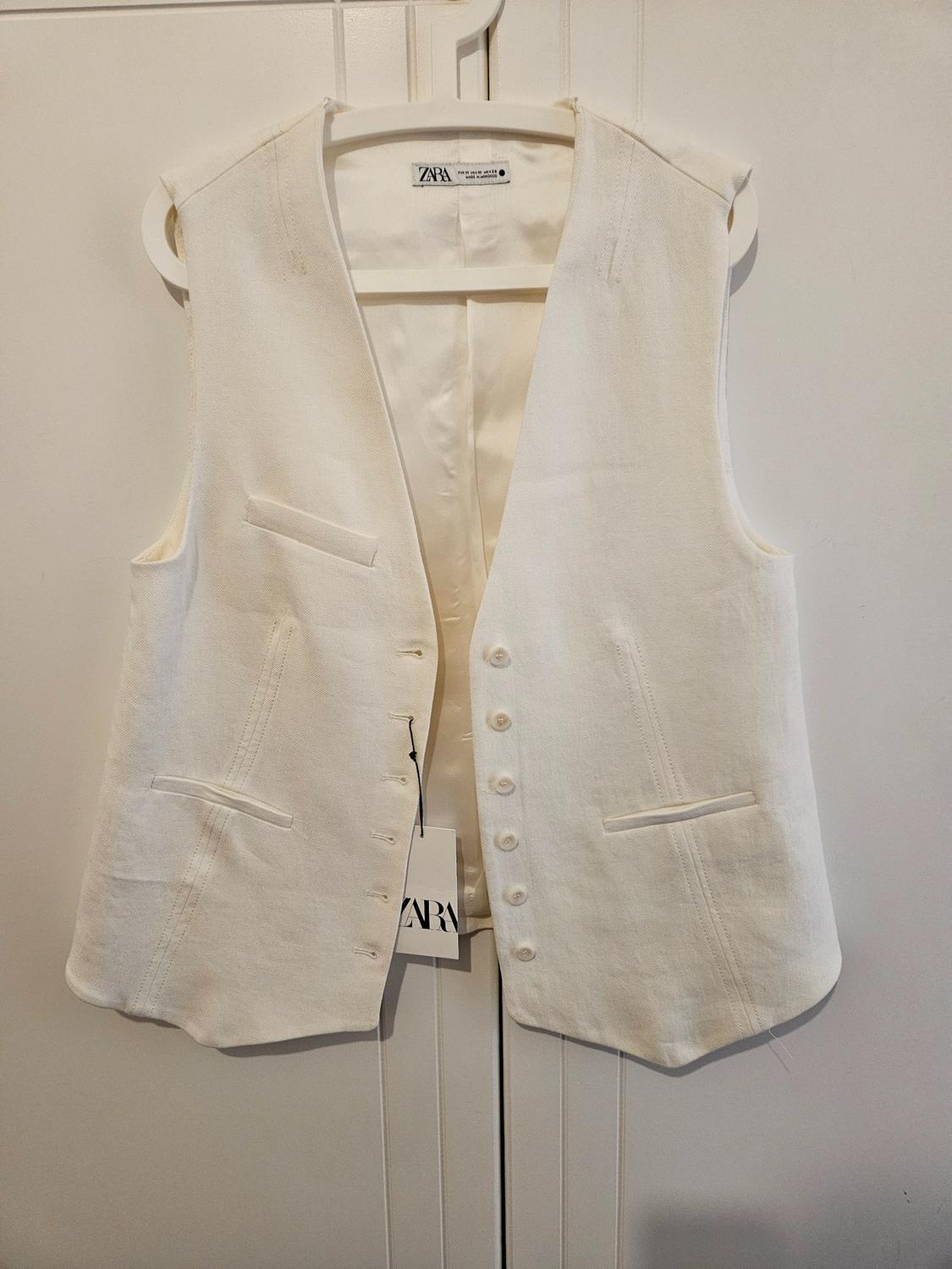 ZW COLLECTION OVERSIZE LINEN BLEND WAISTCOAT - Image 3