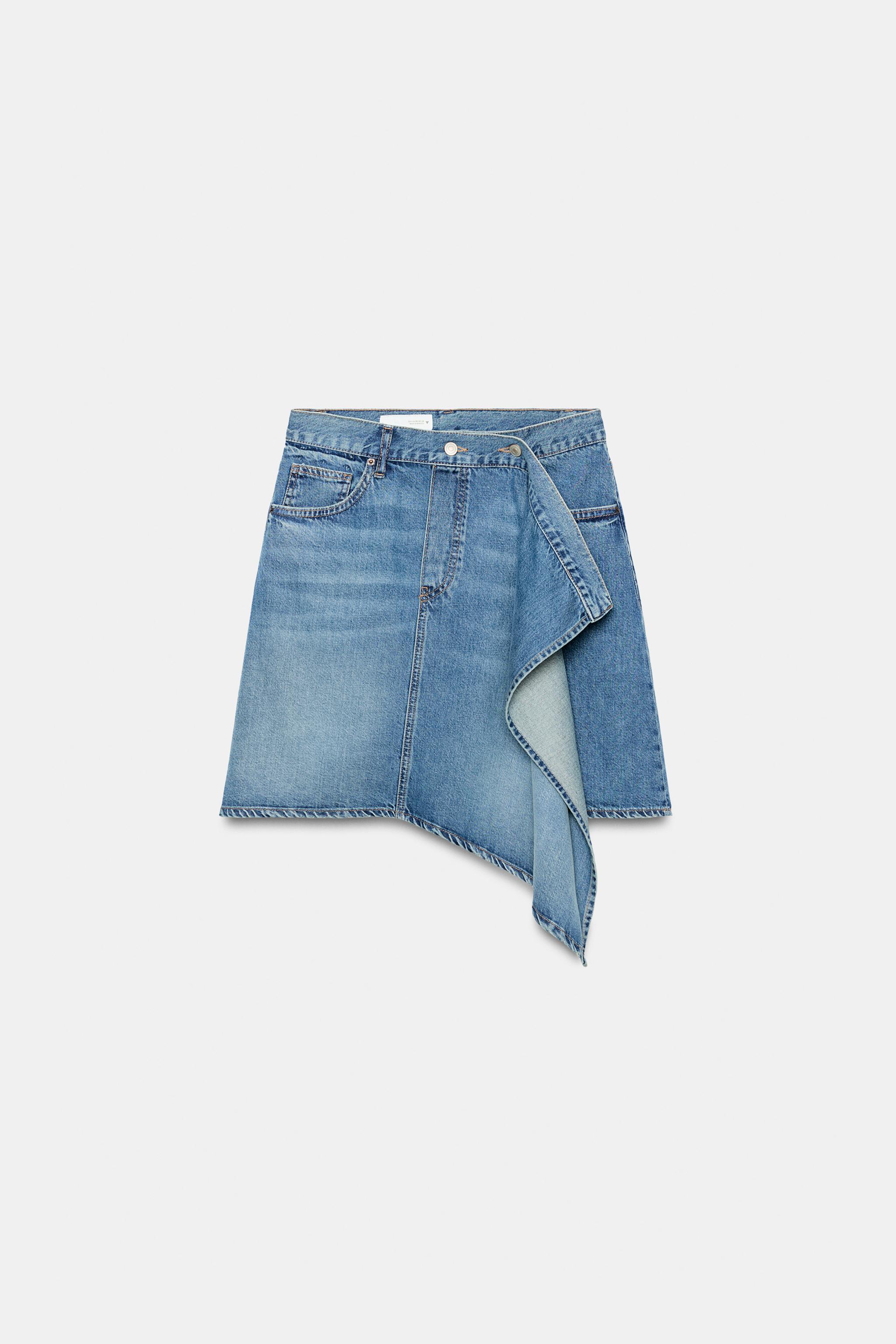 Женские юбки Zara TRF ASYMMETRIC DENIM SKIRT — фото 7