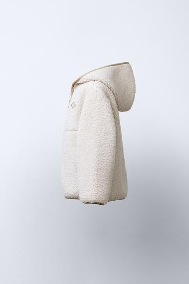 FAUX SHEARLING JACKET WITH HOOD - Ecru by Zara - Image 2