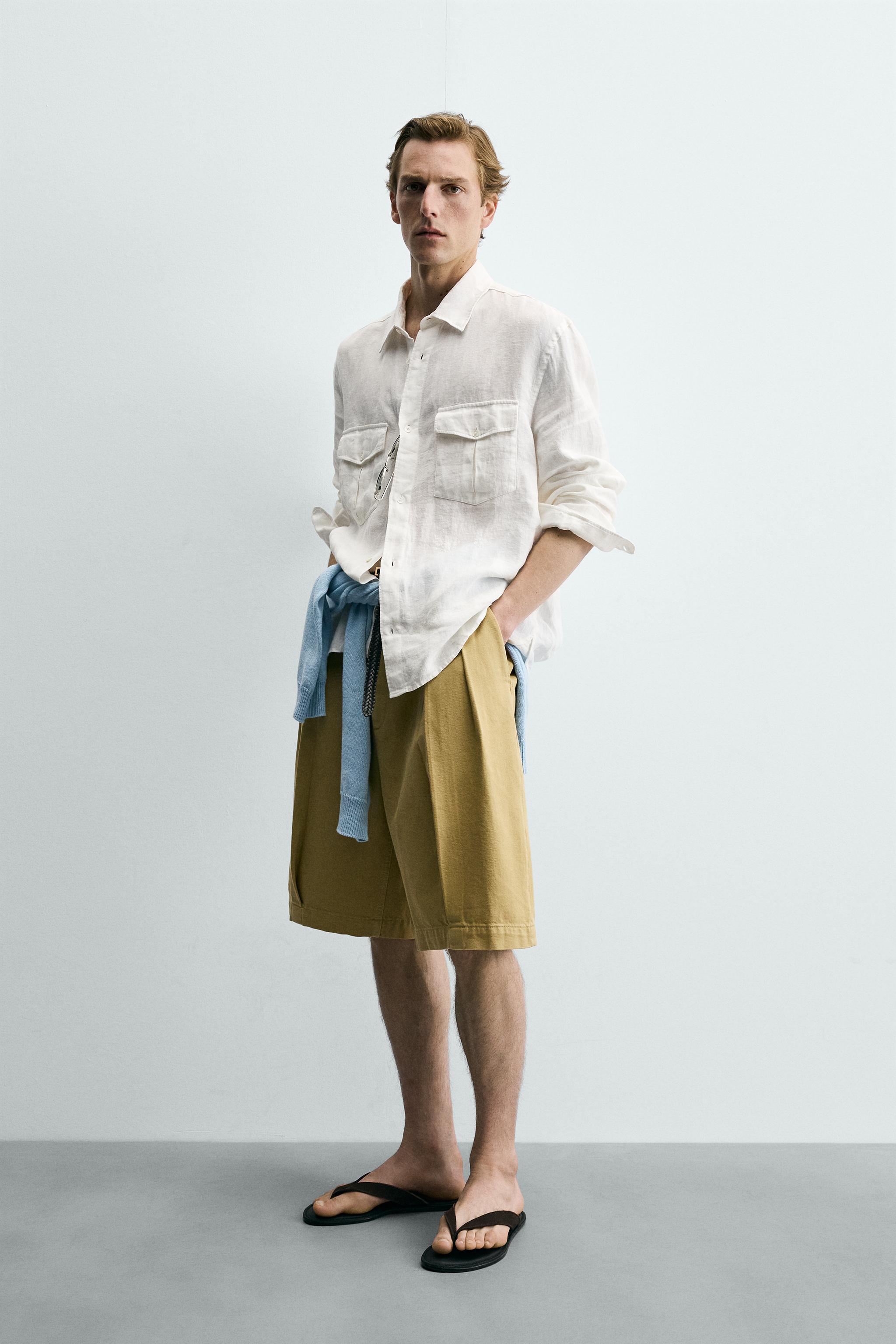100% LINEN RELAXED FIT SHIRT WITH POCKETS