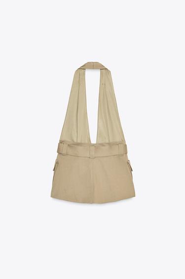 HALTER TOP WITH POCKETS - Khaki by Zara - Image 6