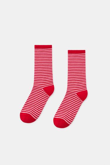STRIPED JACQUARD SOCKS - Red by Zara