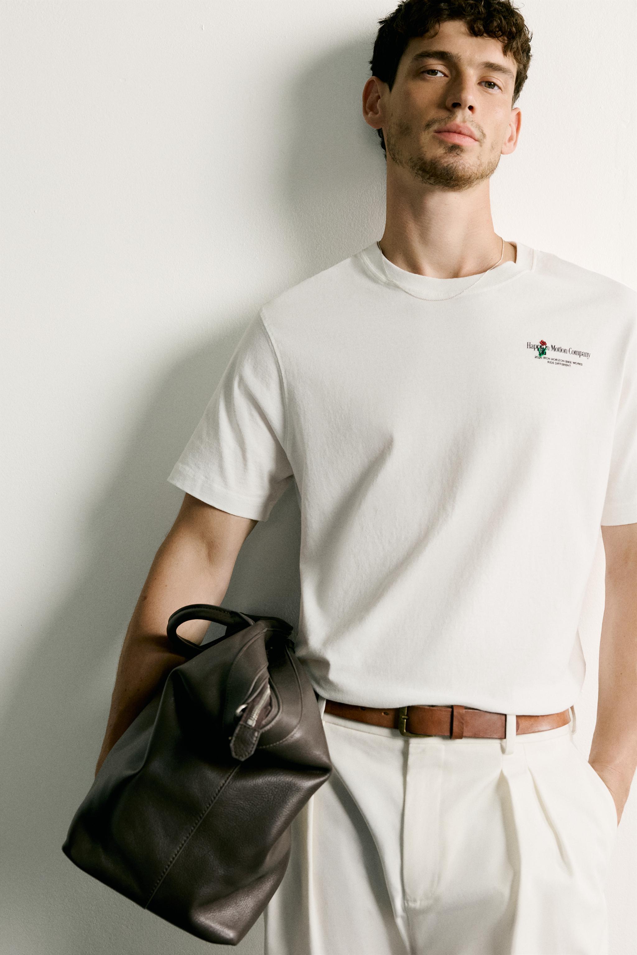 Мужские футболки Zara COMBINED PRINT REGULAR FIT T-SHIRT — фото 5