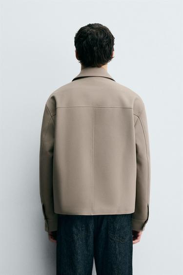 Zara 方版襯衫式外套 - 淺棕黃色