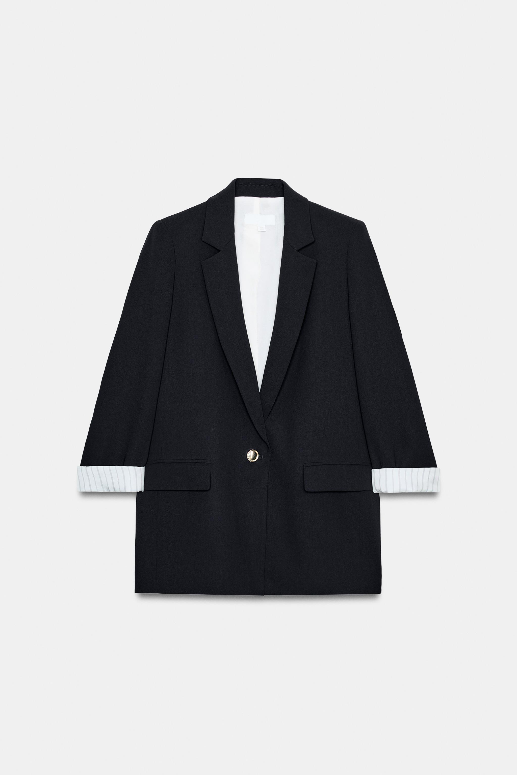 ROLL-UP SLEEVE PRINTED CUFF BLAZER