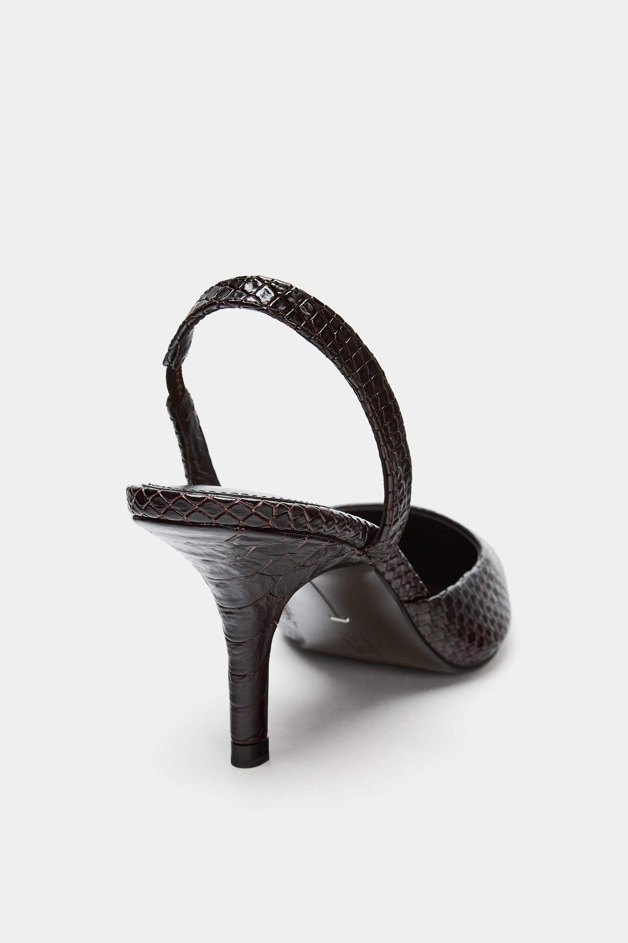 LIMITED EDITION LEATHER SLINGBACK HEELS - Chocolate Brown  display picture 1