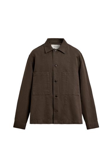 Zara REGULAR FIT OVERSHIRT - Dark brown