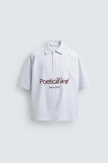 CHEMISE POLO COUPE BOXY INSCRIPTION IMPRIMÉE - rayures de Zara - Image 6