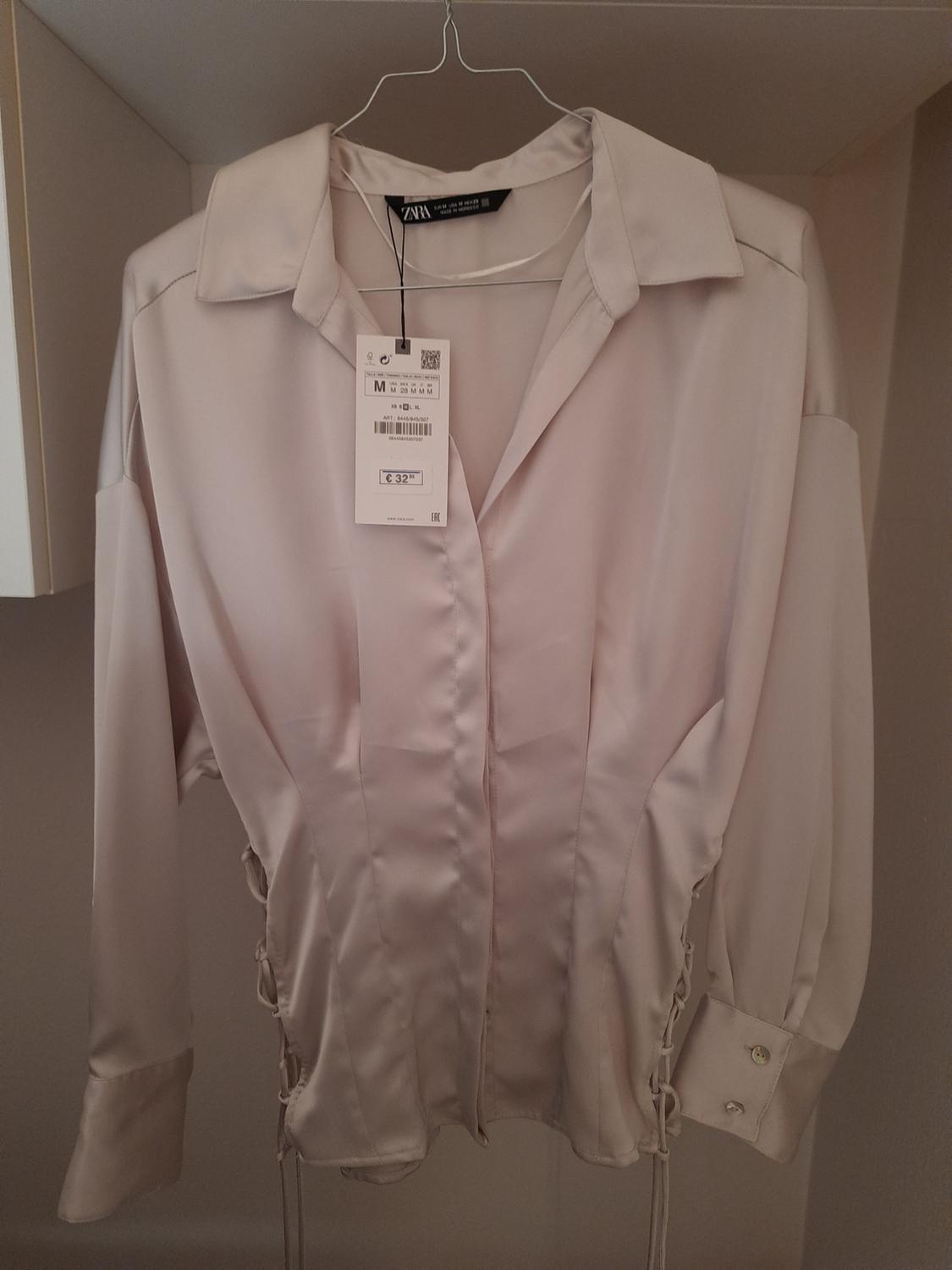 TAILORED SATIN SHIRT WITH DRAWSTRINGS
