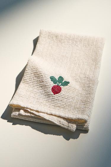 TORCHON CUISINE WAFFLE - Écru / Rouge de Zara - Image 4