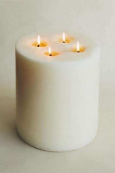 LARGE DECORATIVE CANDLE - White by Zara