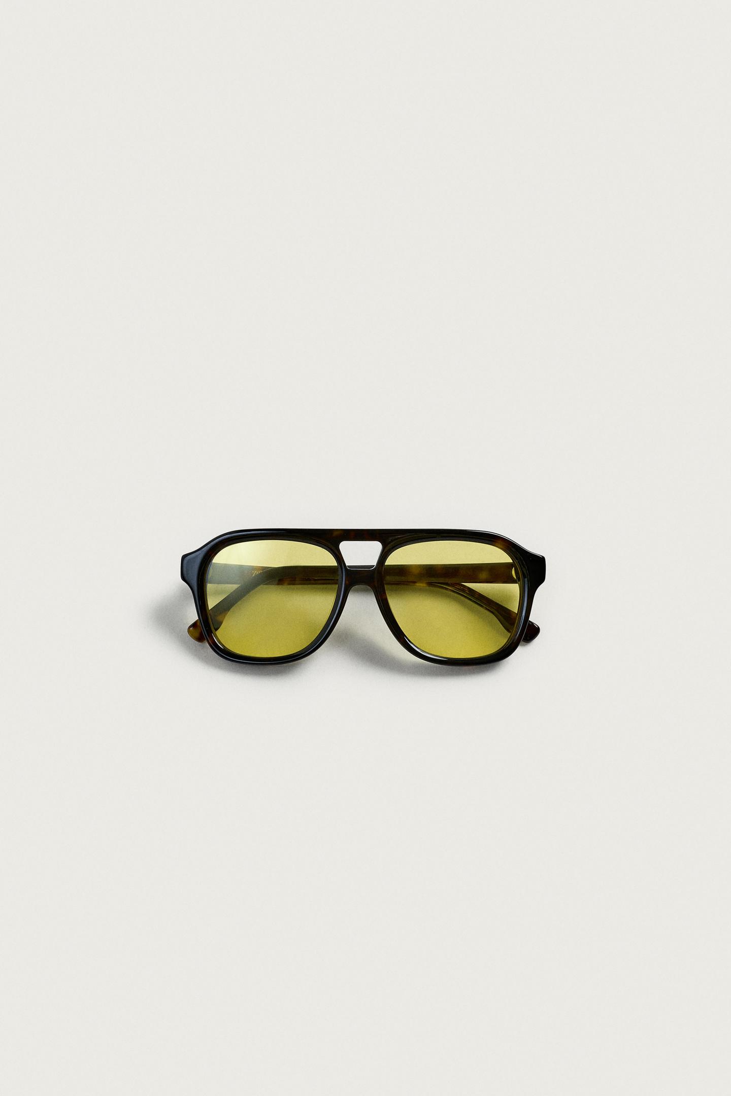 Мужские солнцезащитные очки Zara Rectangular Sunglasses, цвет: Черепаховый ракушечный — фото 8