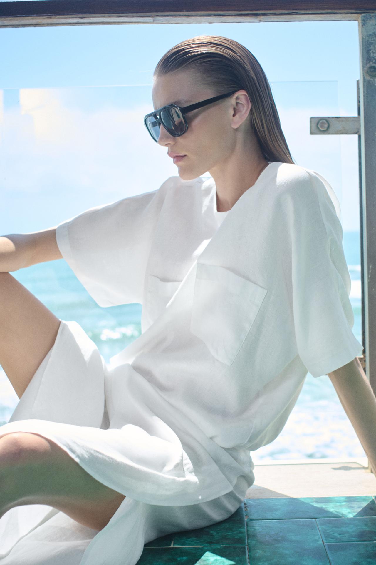 Топ из 100% льна с завязками ZW COLLECTION + брюки из 100% льна с разрезами ZW COLLECTION