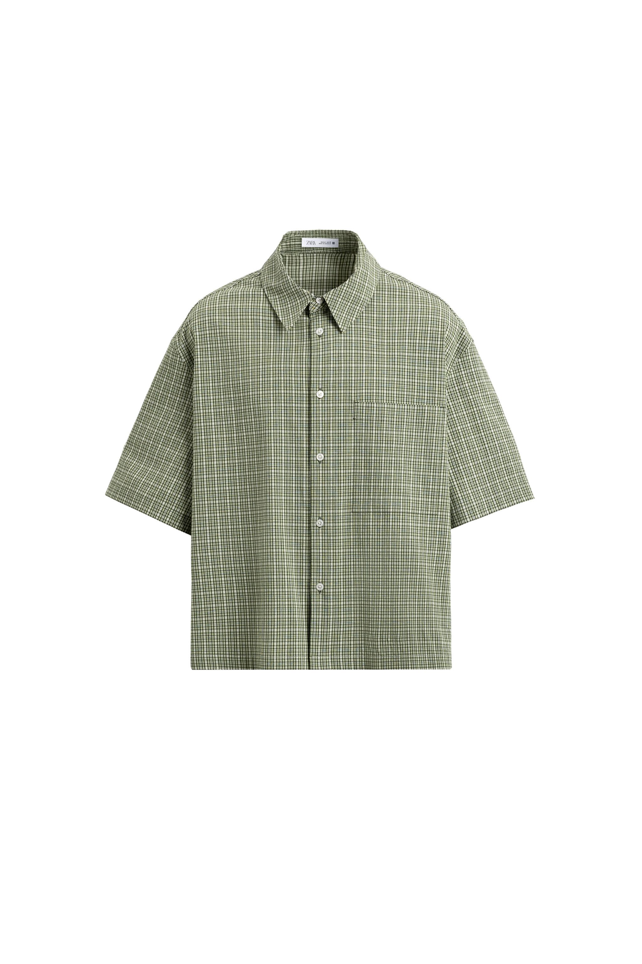 BOXY FIT CHECK SHIRT - Green | ZARA Spain
