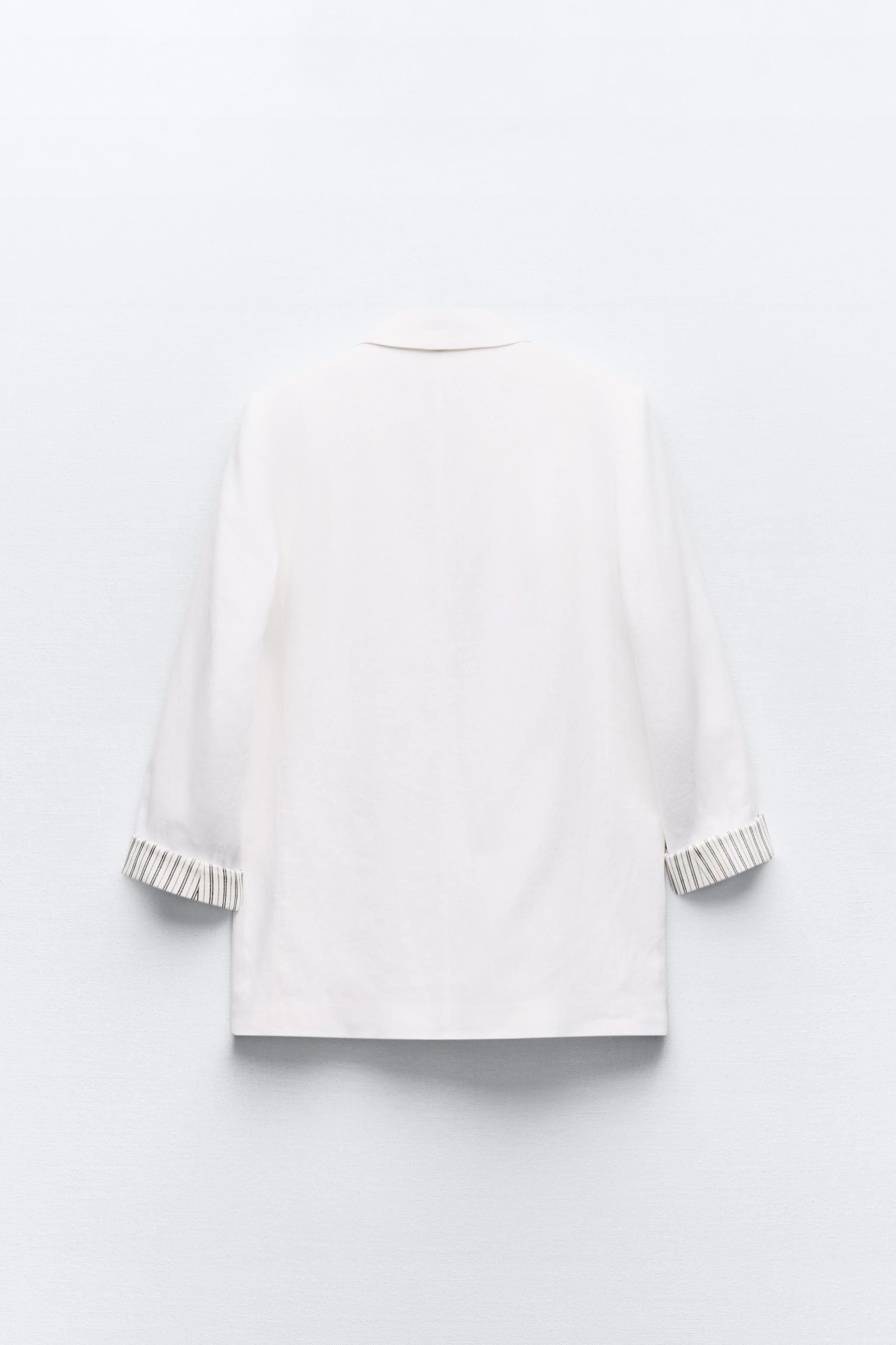 新品】ZARA リネンブレンド ロールアップスリーブ オープン