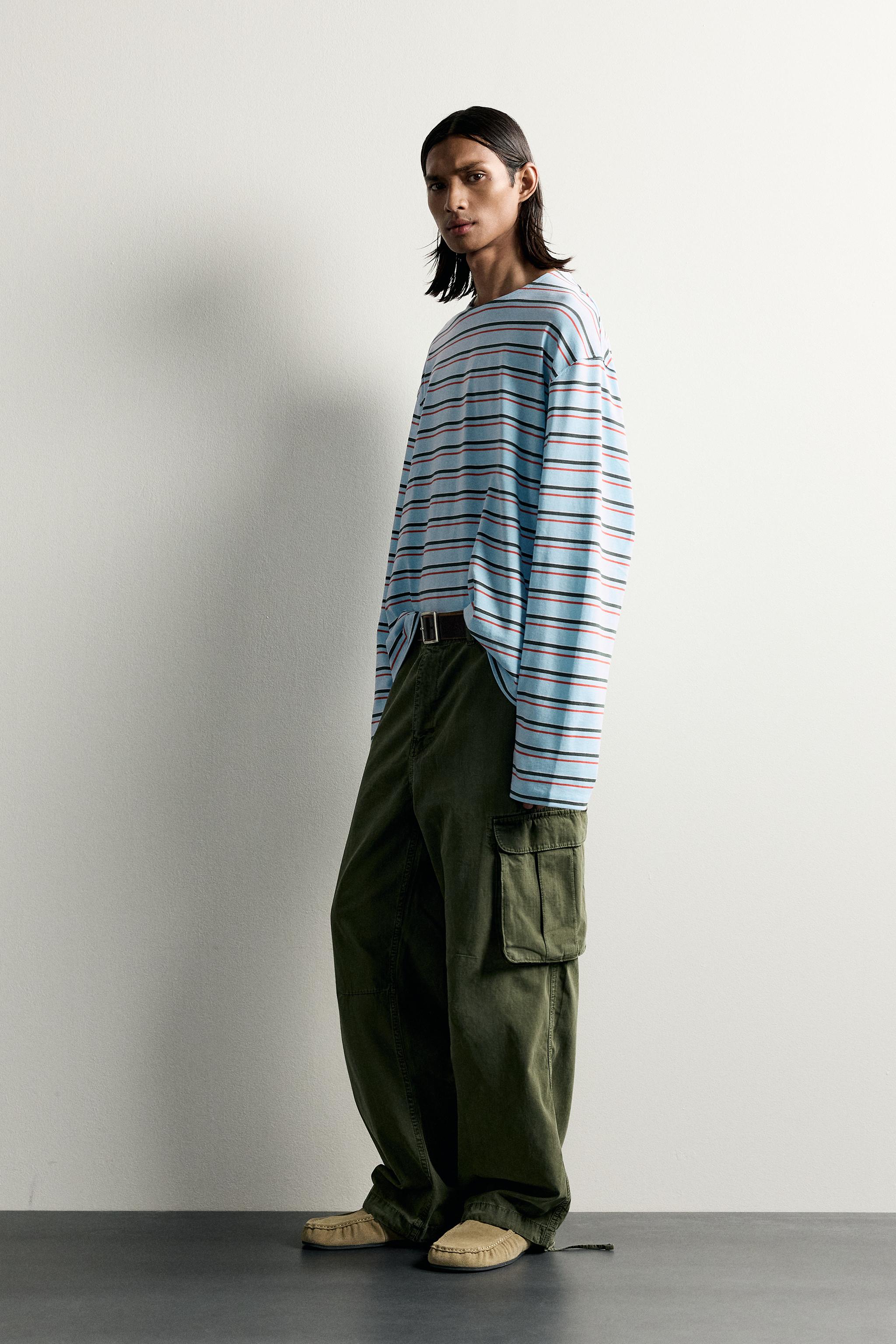 Мужские футболки Zara STRIPED JACQUARD T-SHIRT — фото 4