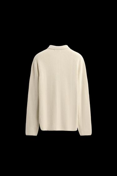 RIBBED CARDIGAN - Ecru by Zara