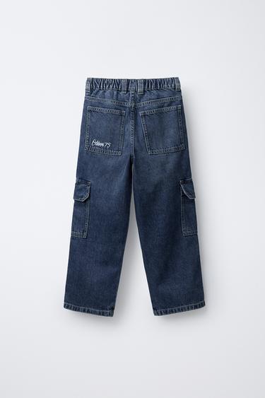 JEAN CARGO BRODÉ - Bleu moyen de Zara - Image 1