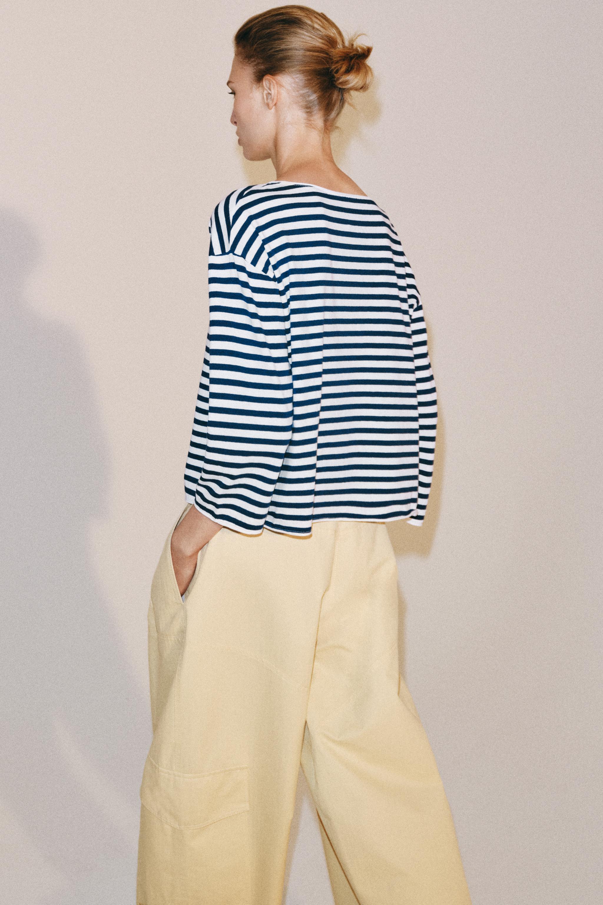 ÇİZGİLİ RUSTİK OVERSIZE T-SHIRT - Görsel 3
