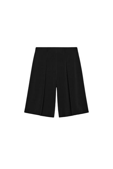 Zara PLEATED BERMUDA SHORTS - Black