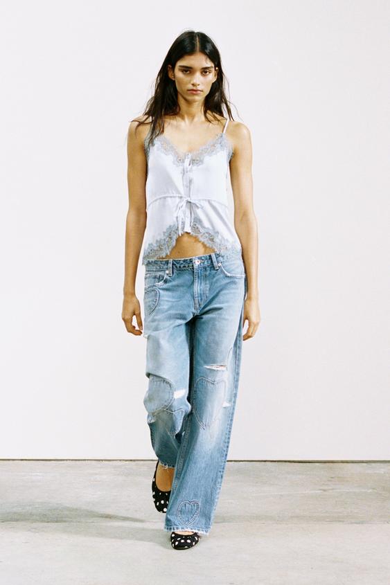 SATIN EFFECT LACE TOP