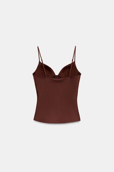 POLYAMIDE BLEND TOP - Brown by Zara - Image 5