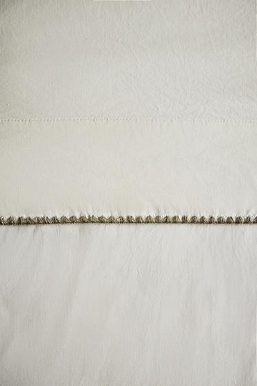 KIDS' SHELL STITCH COTTON FLAT SHEET - Green by Zara - Image 4