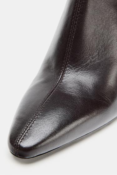 LEATHER HEELED ANKLE BOOTS - Brown by Zara - Image 6
