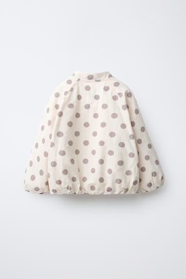 POLKA DOT QUILTED BOMBER JACKET - Stone by Zara - Image 1